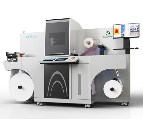 Macchina automatica digitale per abbellimento etichette, stampa a lamina e verniciatura